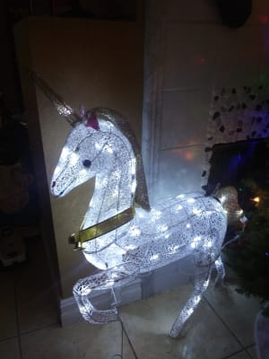 Outdoor 40 Inch Christmas Glitter Unicorn Lighted Yard Art Decoration Indoor