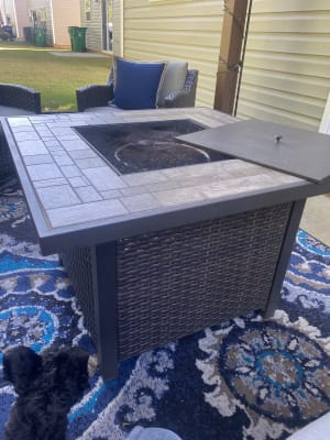 Weather Wicker Gas Fire Pit Table, Augusta Fire Pit Table