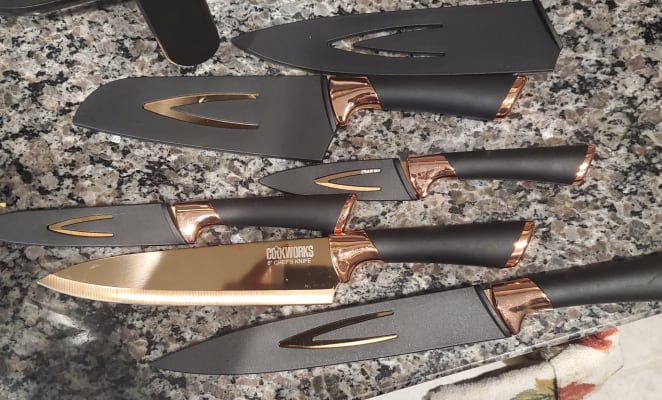 Set Of 8 Thulos Kitchen Knives Professional Stainless Steel Copper
