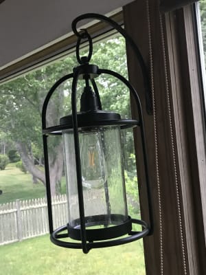 シルバーランタン メタル・ガラス製 Solar Metal and Bubble Glass Edison Lantern – Plow & Hearth
