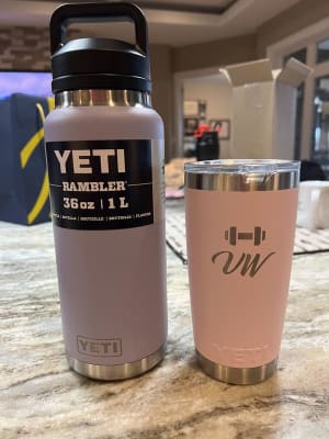 Yeti, Dining, Yeti Rambler 8oz Water Bottle W Chug Cap Lid Ice Pink