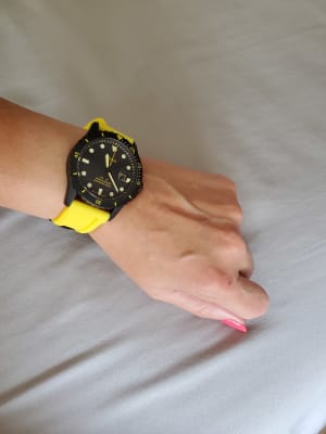 yellow fossil watch