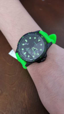 Date Neon Green Silicone Watch 