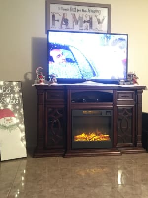 60 Walnut Electric Fireplace Console, Fireplace Mantel Tv Stand Big Lots