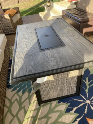 Concrete Top Gas Fire Pit Table, Wilson & Fisher Shadow Creek Stone Top Fire Pit Table