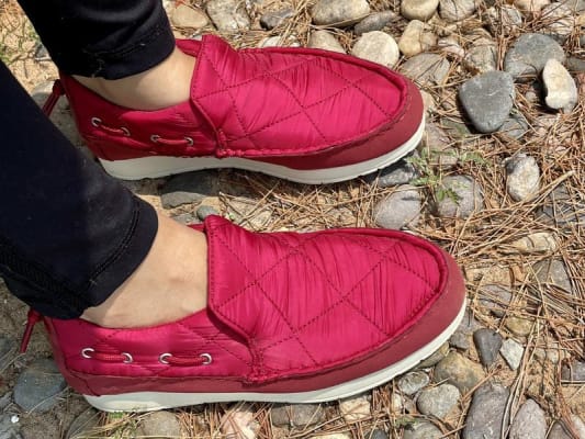 Pink quilted shop slip on shoes