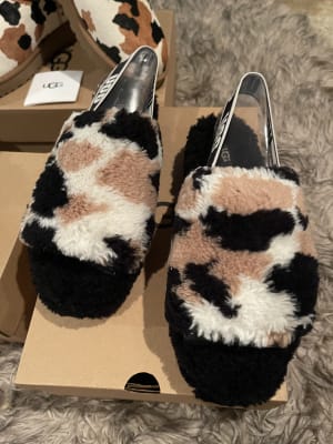 Fluff Yeah Slide Cow Print Slipper | UGG®