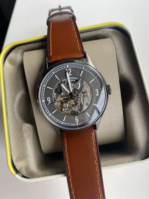 Forrester automatic amber leather watch discount