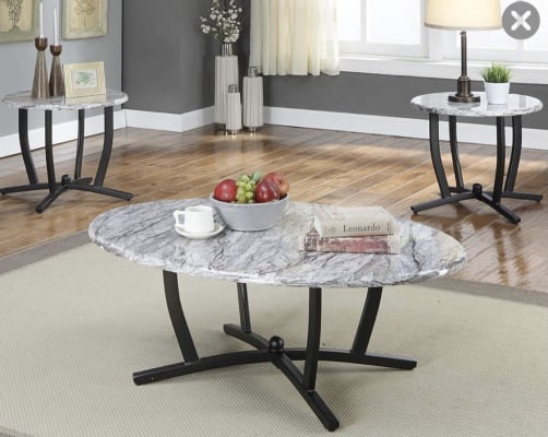 Gray Faux Marble 3 Piece Occasional, Rustic Coffee Table Big Lots