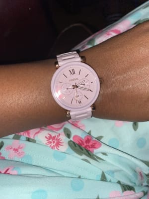 Carlie multifunction pink ceramic watch deals