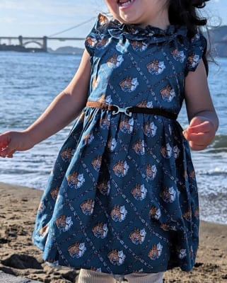 Girl Tanner Teal Horse Print Horse Ruffle Collar Dress by Janie