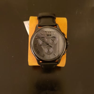 Monty Chronograph Black Leather Watch 