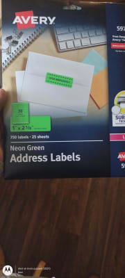 Avery Neon Address Labels with Sure Fee, PK750 5971 | Zoro