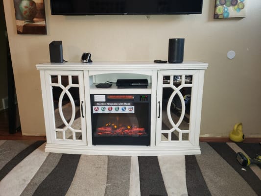 60 White Farmhouse Electric Fireplace Console Big Lots
