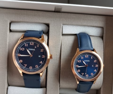Wylie Three-Hand Navy Leather Watch 