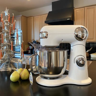Cuisinart Precision Master 5.5-Quart Stand Mixer, White Linen (SM-50)  Bundle With Deco Chef Gourmet 12 Piece Stainless Steel Knife Set with  Storage
