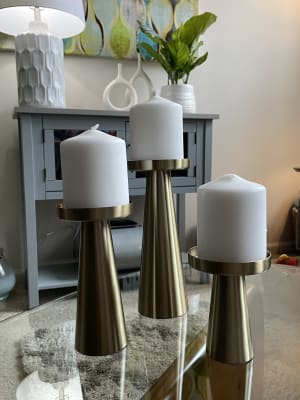 Brushed Gold Metal Contemporary Pillar Candleholder World Market