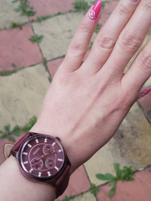 Modern sophisticate multifunction wine leather watch sales