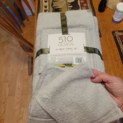 510 Design - Big Bundle 100% Cotton Quick Dry 12 Piece Bath Towel Set - Silver
