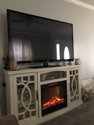 60 White Farmhouse Electric Fireplace, Fireplace Mantel Tv Stand Big Lots