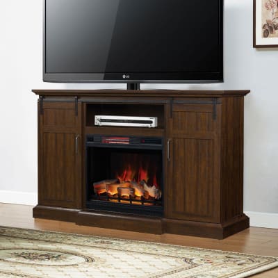 Manning Infrared Electric Fireplace, Electric Fireplace Tv Stand With Sliding Barn Doors