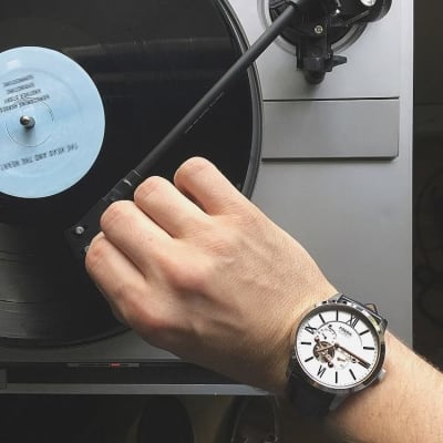 Townsman Automatic Black Leather Watch 