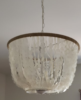 White Capiz Bell 3 Light Chandelier 