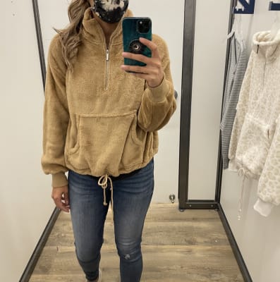 Half zip sales faux fur sweatshirt