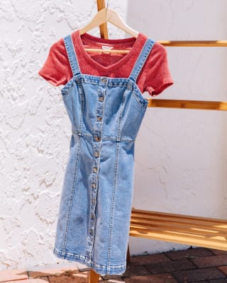 aeropostale denim dress Denim Square-Neck Slim Dress