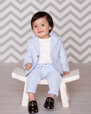 Boy Sky Blue Stripe Seersucker Blazer by Janie and Jack