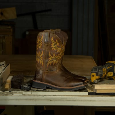 Justin Wk4682 Stampede Mens Steel Pull On Toe Boots Rogan s Shoes