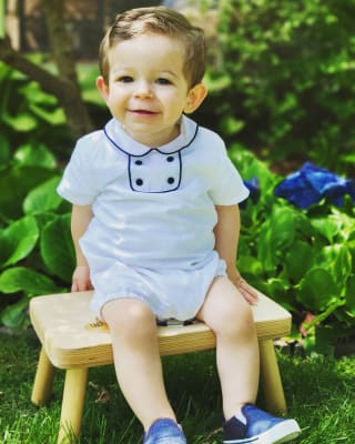 Newborn White Linen Collared One Piece by Janie and Jack