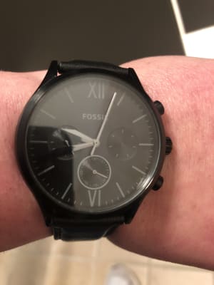 Fenmore midsize multifunction black leather watch sales