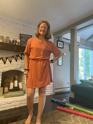 Waist-Defined Short-Sleeve Slub-Knit Mini T-Shirt Dress for Women