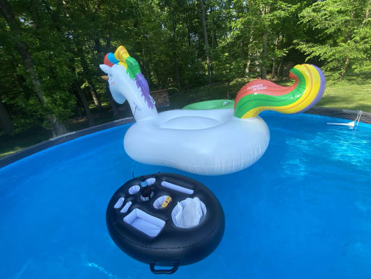 Blue Wave Cloud Rider Rainbow Unicorn Inflatable Rideon Pool Float Unique Design for sale online 