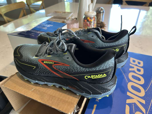 Brooks Men's Cascadia 18 Running Shoes - Black/Blue Wash/Orange