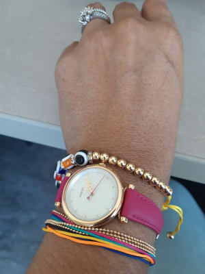 Carlie Mini Three-Hand Fuchsia Leather 