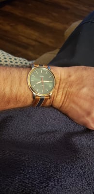 Hand Striped Tan Leather Watch 