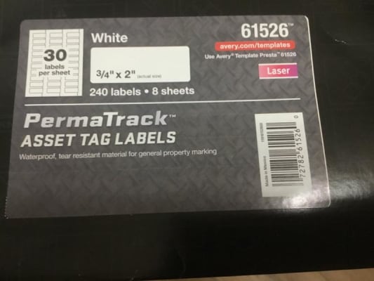 Avery PermaTrack Durable Asset Tag Labels, 0.75