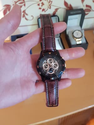 Fossil grant sport discount automatic black leather watch