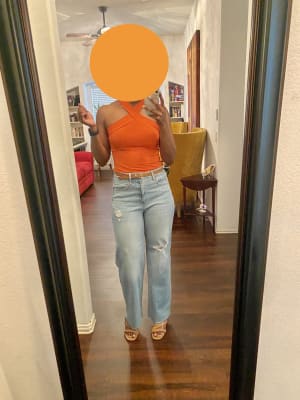High Curvy Skinny Jeans, Long Plicated Legs Solid Color Butt