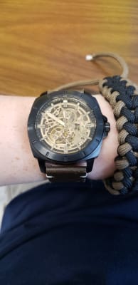 Privateer sport mechanical black leather hotsell watch