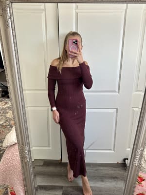 Off Shoulder Rib Knit Maxi Dress Old Navy