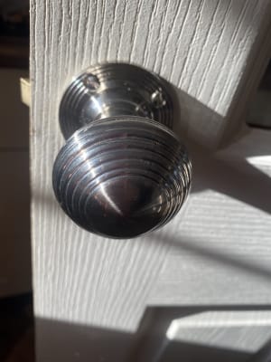 Ringed Mortice Round Door Handle Knob (Sprung) Satin Nickel - Pair