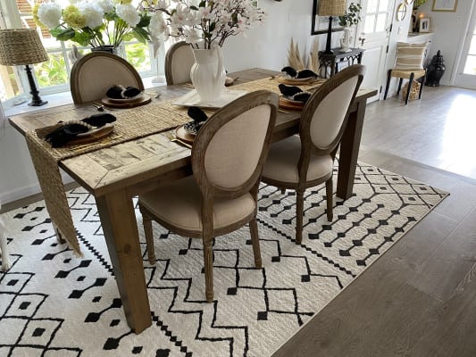 Natural Linen Paige Round Back Dining Armchair | World Market