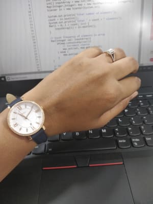 Jacqueline Three-Hand Date Navy Leather 