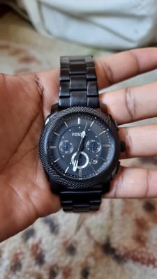 Fossil Machine Black Chronograph Watch Clothing in Black Buckle