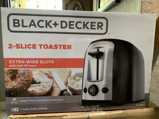 BLACK+DECKER 2-Slice Extra Wide Slot Toaster, Black, Silver, TR1278B