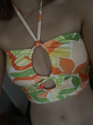 Cropped Cutout Halter Longline Bikini Swim Top