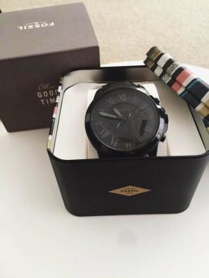 Grant Chronograph Black Leather Watch 
